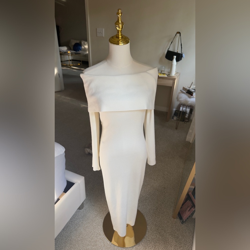 Elegant Off-Shoulder Cream Dress
